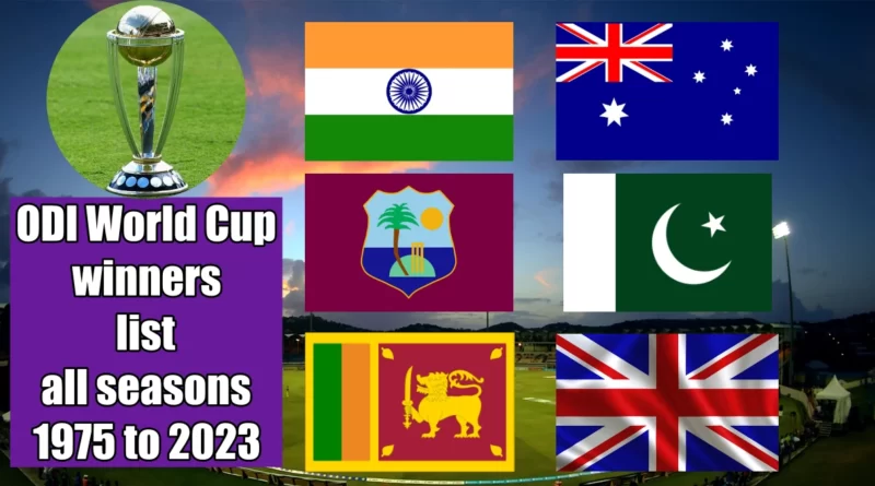 ODI World Cup winners list all seasons 1975 to 2023